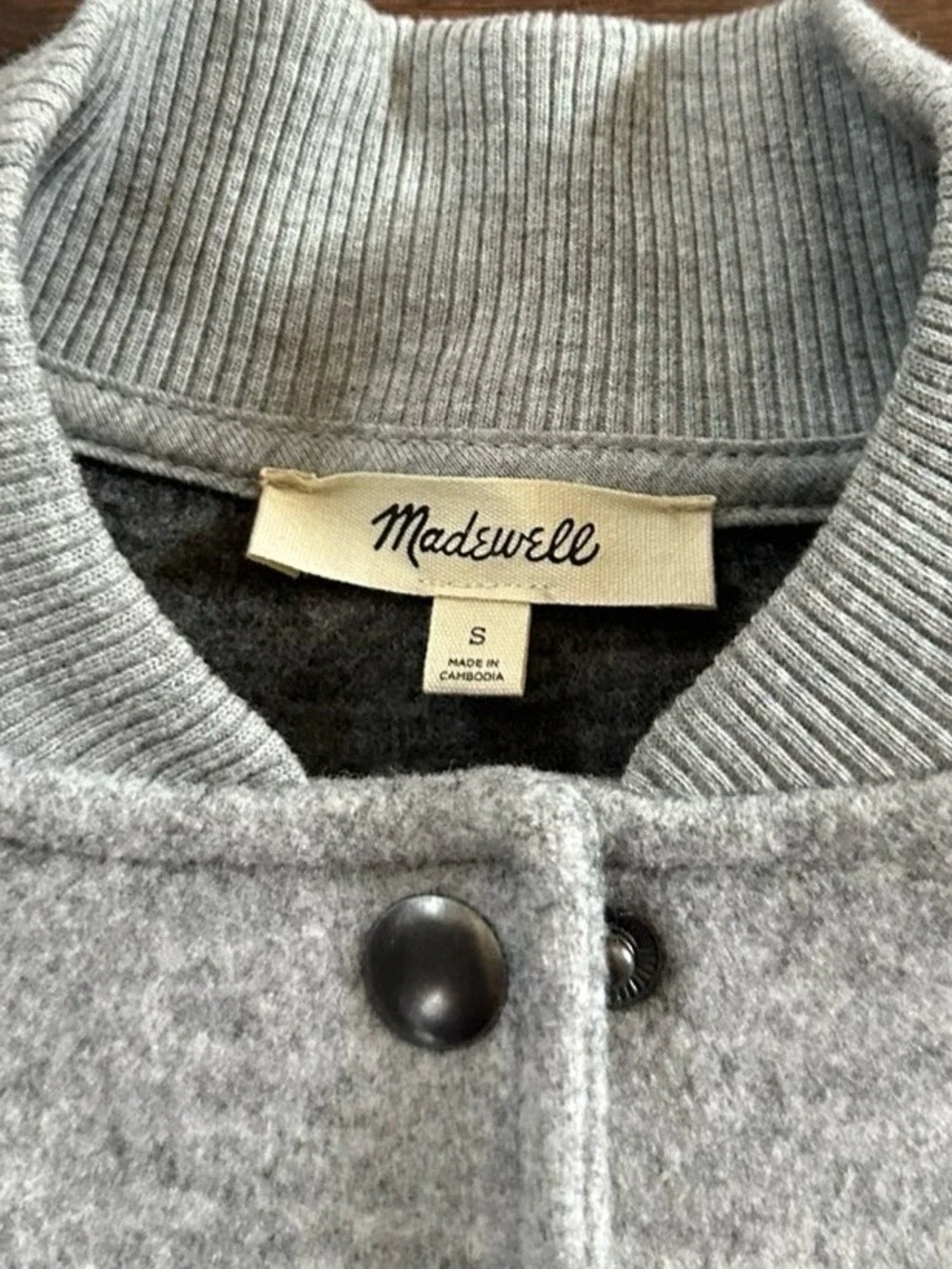 Madewell-Snap Front Bomber Jacket size Small Grey-like new - Picture 11 of 14
